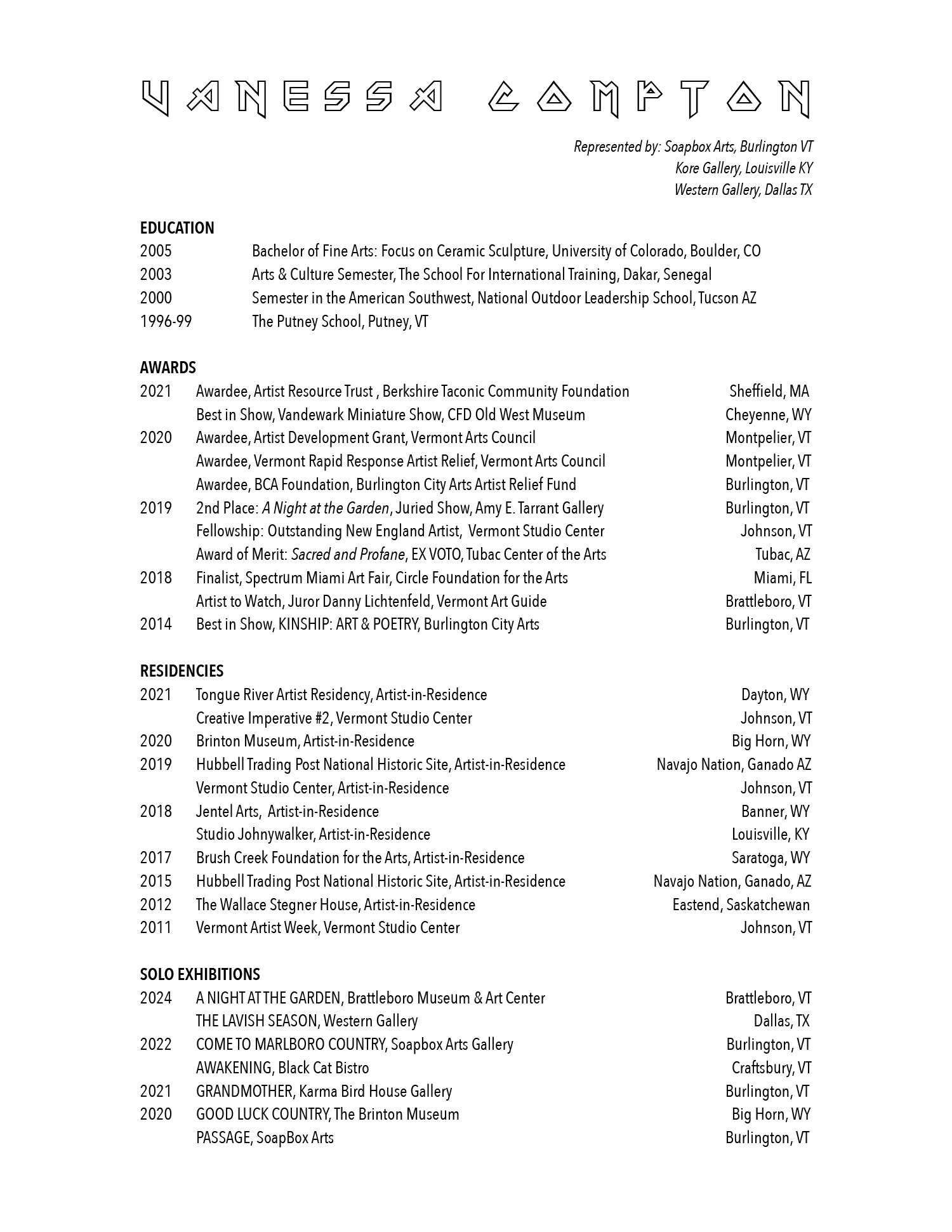 Vanessa Compton CV 2025 for mobile page 1